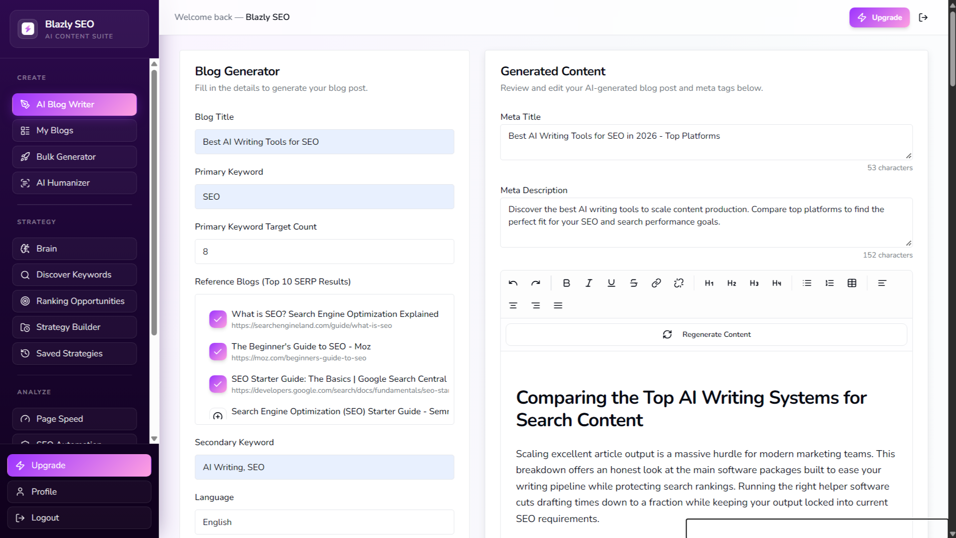 SEO Optimized Blog Writer