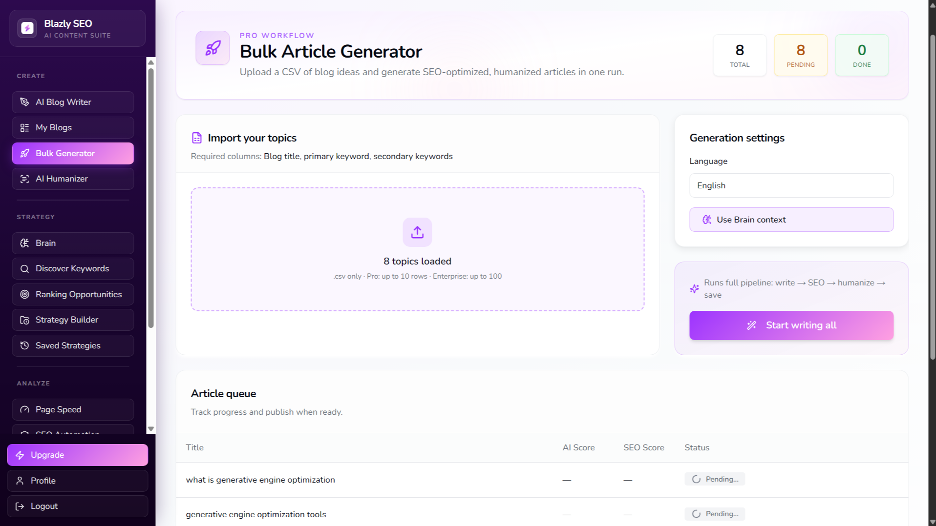 Bulk Article Generator